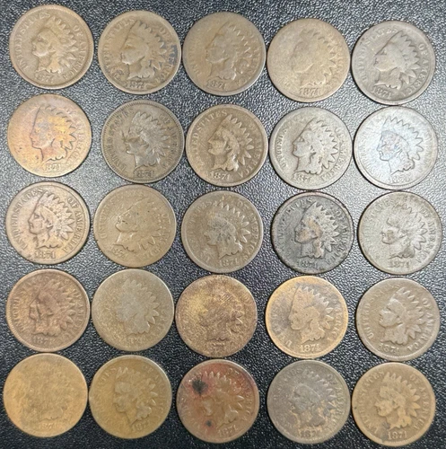 1874 Indian Head Penny Cent Lot of 25 Coins ALL GRADE AG-G