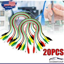 20 Pcs Electrical Jumper Cables Test Leads with Alligator Clips for Circuit new