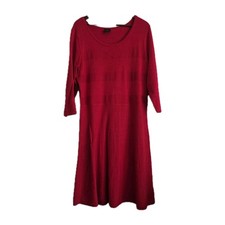 Worthington Womens XL Red Dress 3/4 Sleeves Holiday Work Classic
