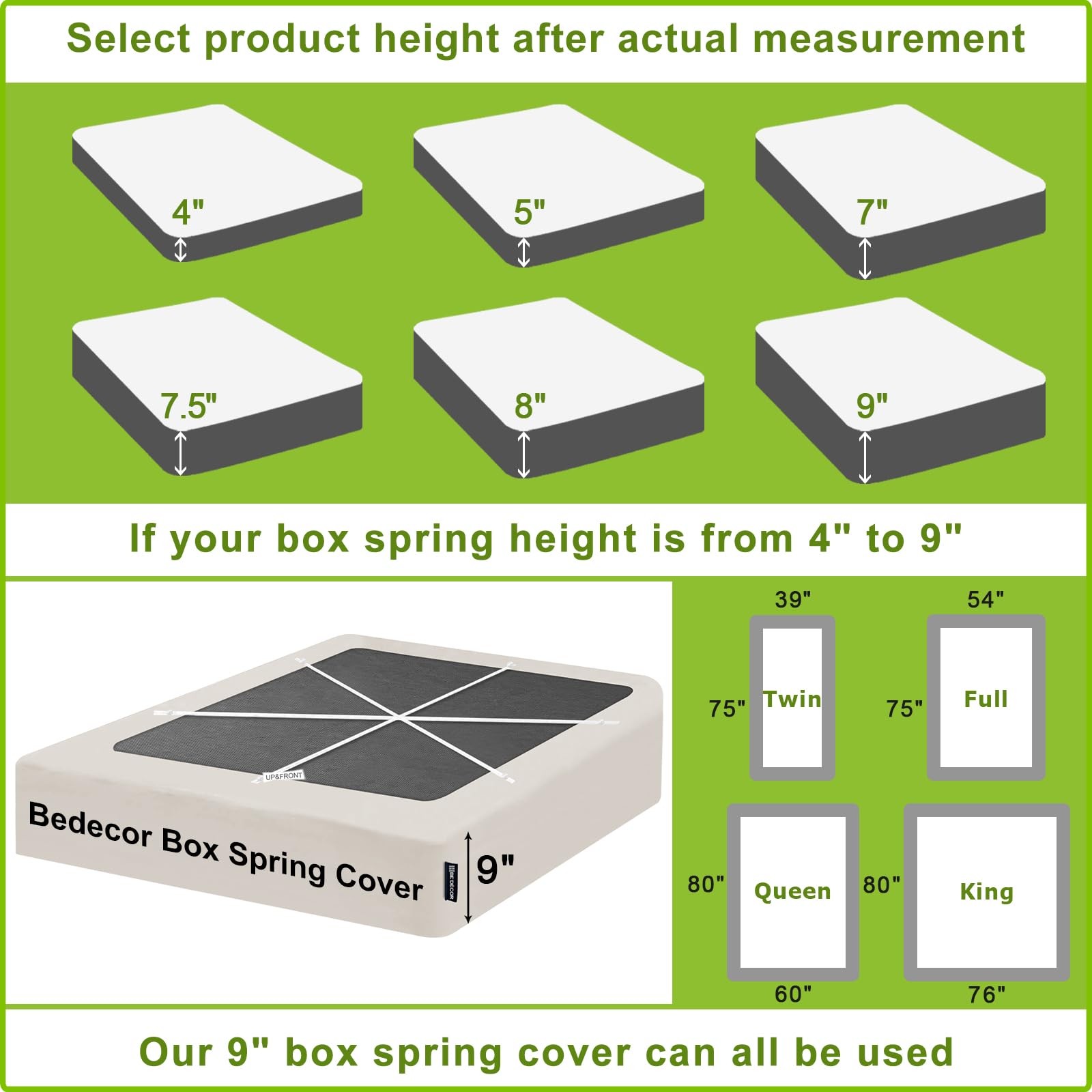 4-9 Inches Box Spring Cover Queen Size Taupe with Stretchy Fabric Bed Frame Cove