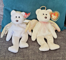 Ty Lot of 2 Beanie Babies Halo the Angel Bear Plush Toy 1998 2000