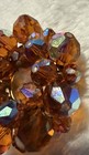 Vintage Yellow Aurora Borealis Glass Faceted Beads Open Circle Wreath Goldtone — photo 5