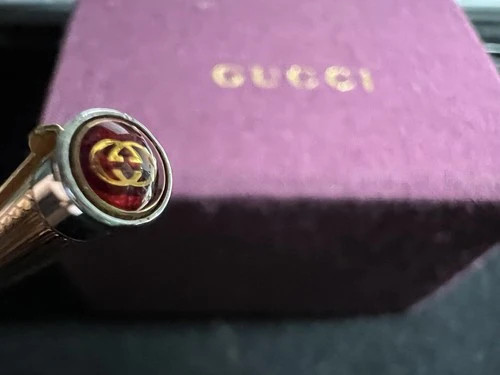Gucci Stylo-Plume Sphère Or Guillocchè Mini De Sac Rare Vintage - Photo 9 sur 12