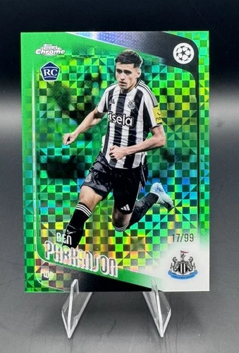 2025-26 Topps Chrome UEFA Ben Parkinson RC AUTO /99 Green X-Fractor Newcastle