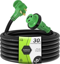 RVMATE 30 amp 50 ft RV Lockable Power Extension Cord TT-30P to L5-30R