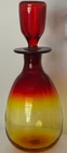 Blenko Glass Tangerine Amberina Vase Bottle Decanter Jug Orange Yellow MCM