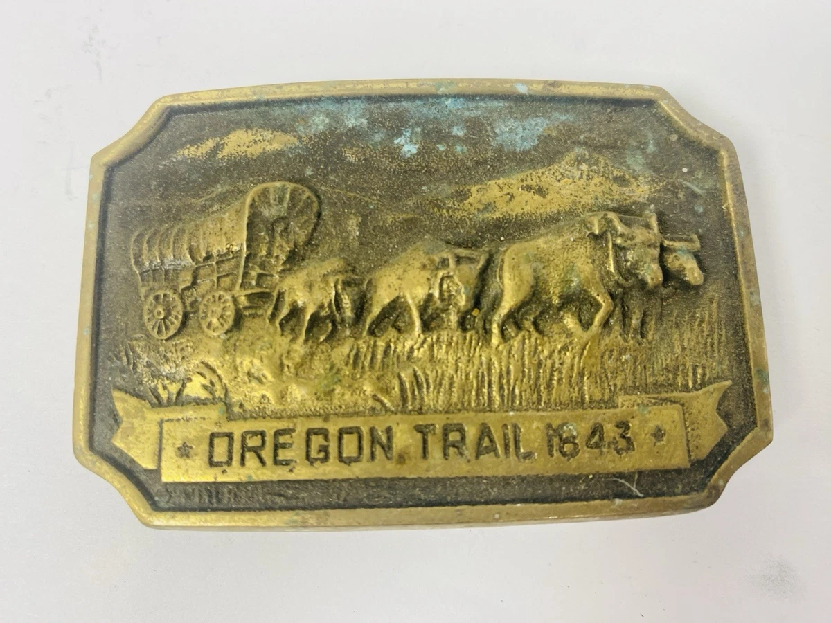 Vintage Oregon Trail 1843 Brass Belt Buckle oregon belt buckle products for sale | eBay main image 3