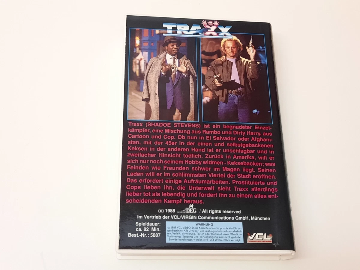 Traxx 1988 Uncut VHS German PAL Video Hartbox Shadoe Stevens Scharfe Waffen
