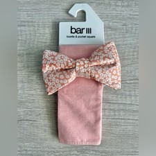 Bar III Men's Floral Orange  White Bow Tie  Pocket Square Set