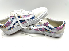 Vans Low Sneakers Tennis Shoes Retro Pink floral white suede top size 7 skater