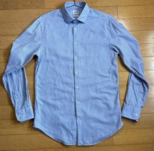 Armani Collezioni Mens Light Blue Micro Check Slim Fit Dress Shirt Size 16 41