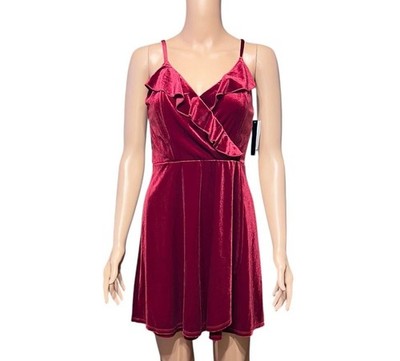 Xtraordinary Women's Velvet Ruffle Wrap Dress Cranberry Size S | eBay