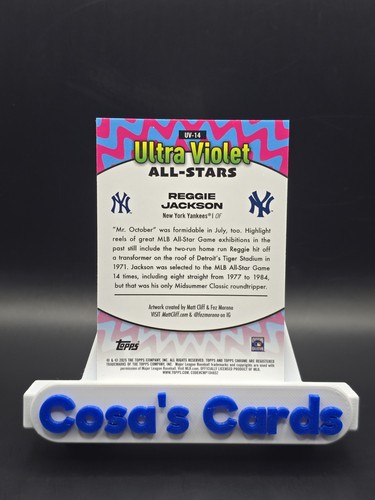 CUSTODIA REGGIE JACKSON 2025 TOPPS CHROME #UV-14 ULTRA VIOLET ALL STARS HIT SSP - Foto 2 di 2