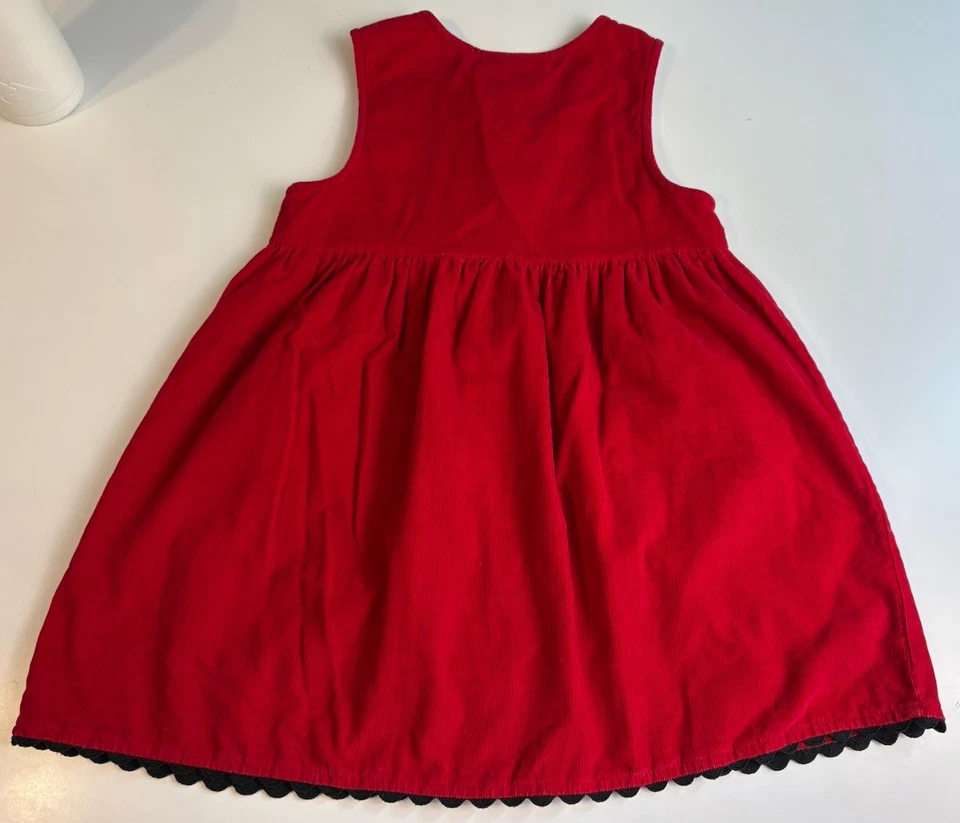 Vestido Jersey Samantha Says Niñas Talla 6 Rojo Pana Negro Borde Scottie Perro Botón Foto 2 de 4