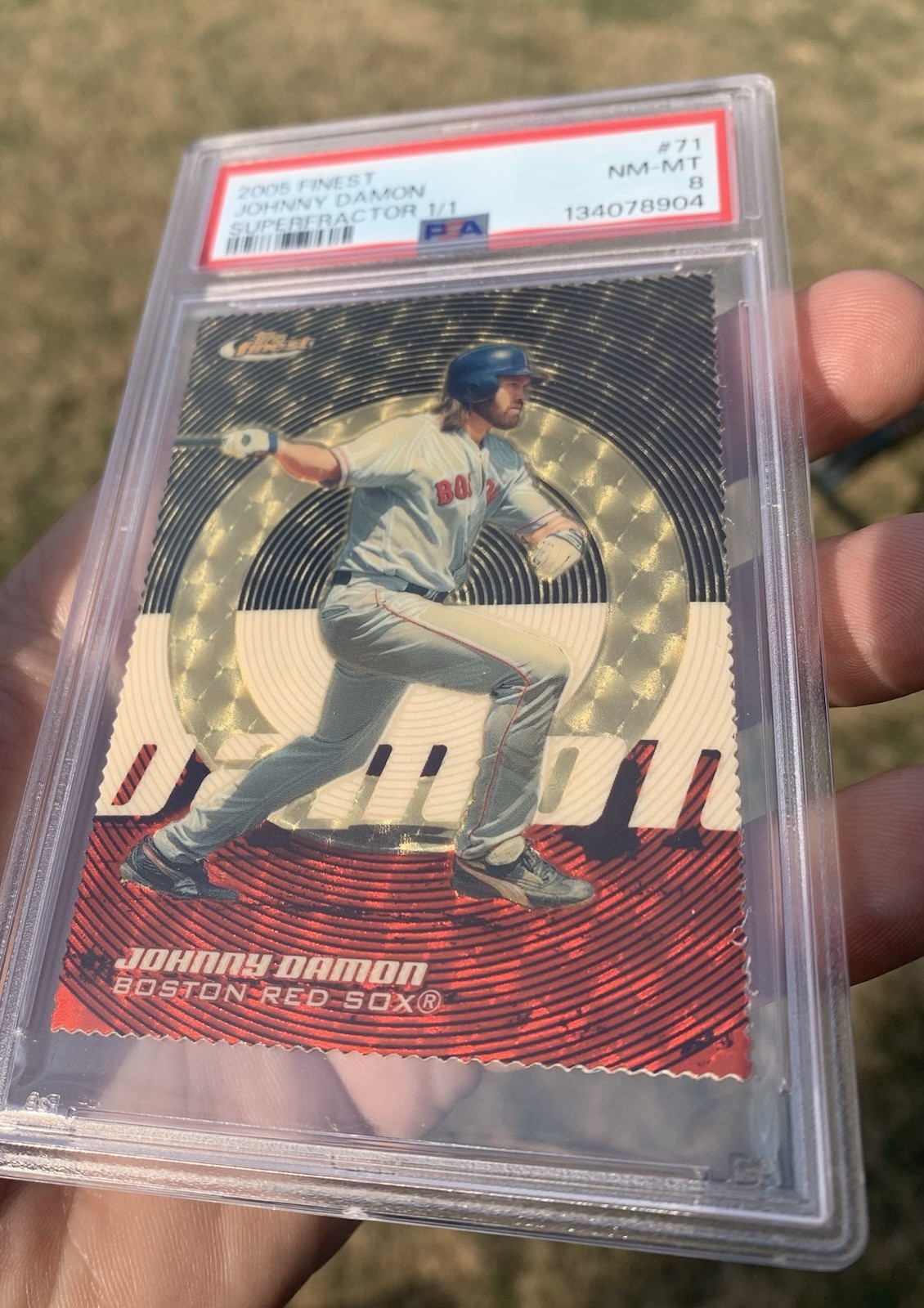 2005 Topps Finest - Johnny Damon #71 Superfractor  1/1 view 2