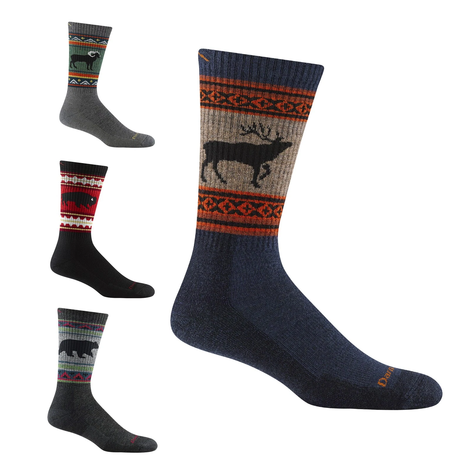 Darn Tough - Mens Merino Wool Boot Midweight Seamless Patterned Hiking Socks