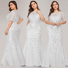 Color: Red, Size: US18 - Women's Plus Size Sequined Mesh Mermaid Dress