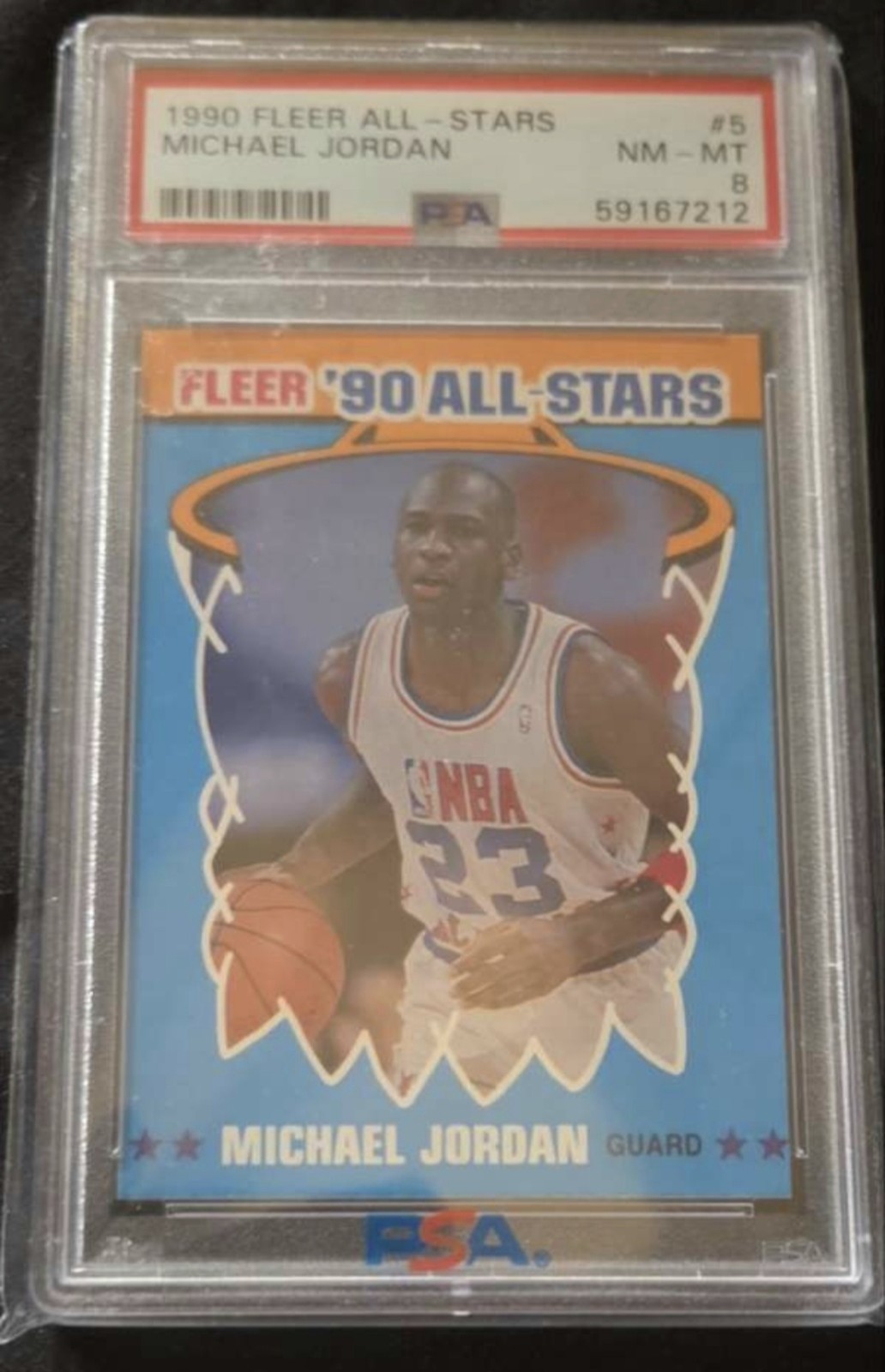 1990 Fleer Michael Jordan All Stars #5 Bulls PSA 8