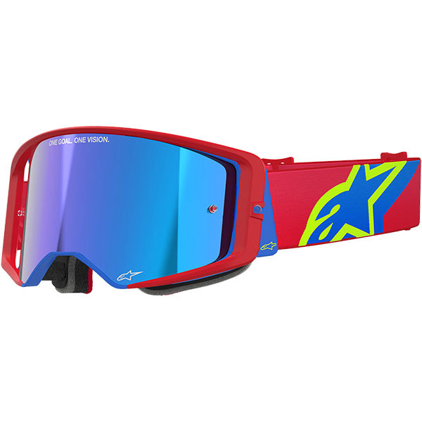 Alpinestars Supertech Corp Motocross Goggles - Red / Blue / Mirror Blue Lens