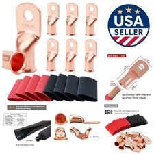 8 pcs Heavy Duty 4/0 AWG Battery Lugs with 3:1 Heat Shrink Tubing for Durability