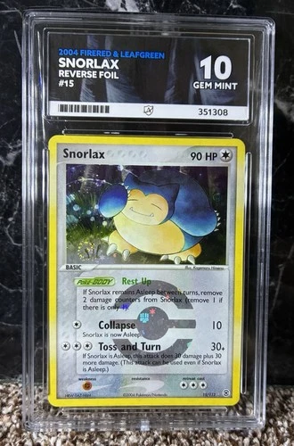 Pokemon Snorlax Reverse Holo Rare FireRed LeafGreen 15/112 2004 ACE 10