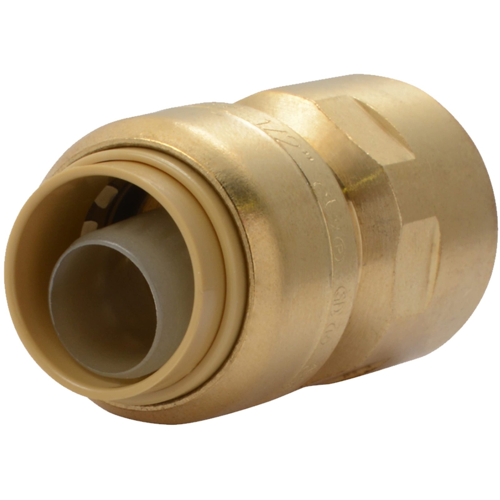 SharkBite 1/2 x 1/2 Inch FNPT Adapter, Push To Connect Brass Plumbing Fitting, P