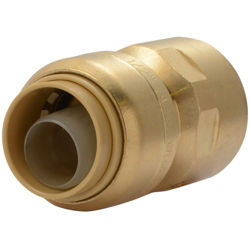 SharkBite 1/2 x 1/2 Inch FNPT Adapter, Push To Connect Brass Plumbing Fitting, P