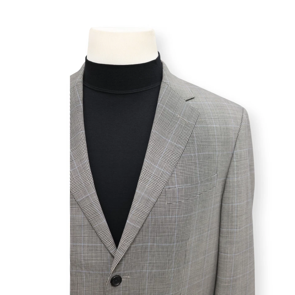 NAUTICA Hombre Gris Azul Cuadros 100% Lana Abrigo Deportivo Traje Chaqueta Blazer 42 S Foto 3 de 4