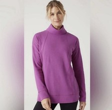 J. Jill Fit Purple Rib Knit Oversized Cowl Neck Tunic Sweatshirt Size XS