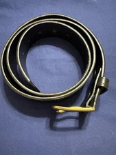 Duty Man Black Grain Leather Belt Mens 1511 Size 38 Brass Buckle.  CM 3