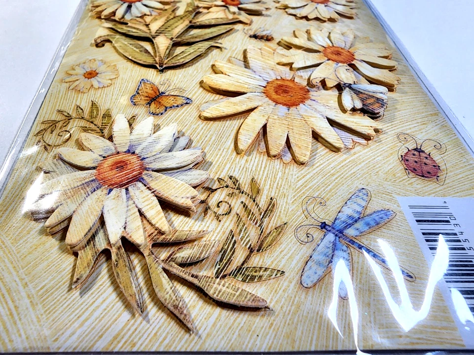 Daisy Delight Flowers 蜻蜓瓢虫 K&Company Tim Coffey 3D 贴纸 罕见 — 第 2/3 张图片