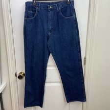 Vintage Wrangler dark wash 100 cotton 5 pocket straight denim jeans rugged wear