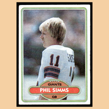 Phil Simms Rookie #225 1980 Topps New York Giants Football Card NFL EX. rookie card picture