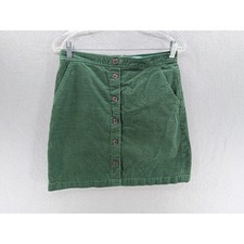 J Crew Corduroy Mini Skirt Size 6 Green Button Front Minimalist Academia BA838
