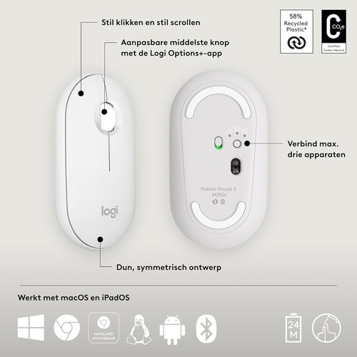 Logitech Pebble Mouse 2 M350s Slim Bluetooth Wireless Mouse, Portable, Lightweig - Bild 10 von 10