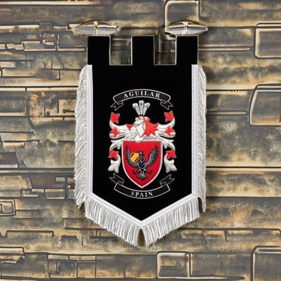 BagPipe Banner personalisiert beidseitig handbestickt Maßanfertigung blau/gold