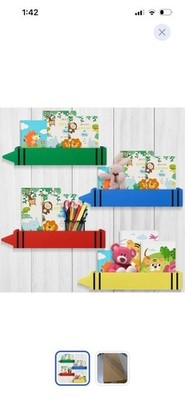 Briwooody 24-inch set of 4 wall-mounted crayon-shaped bookshelves