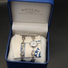 Rotary .925 Sterling Silver Watch & Bracelet ...