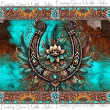 20oz Skinny Wrap Western Horseshoe Sublimation Transfer Ready To Press
