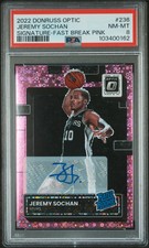 2022 Donruss Optic Jeremy Sochan #236 Signature Fast Break Pink PSA 8 Rookie /25