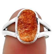 Natural Sunstone Rough 925 Sterling Silver Ring s.7.5 Jewelry R-1438