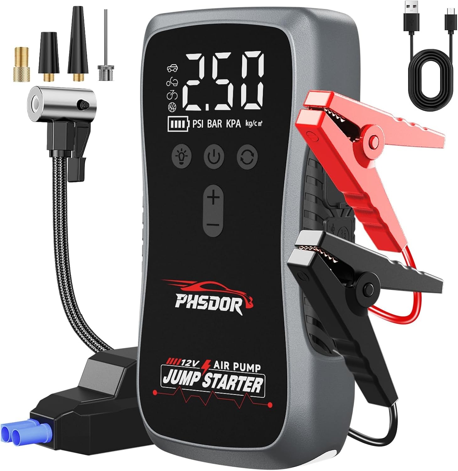8000A Jump Starter Power Pack with Air Compressor 25000mAh 150PSI Car Battery - Image 2