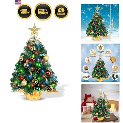 Tabletop Christmas Tree 22 Inch Mini Artificial Christmas Tree with 30 LED St...