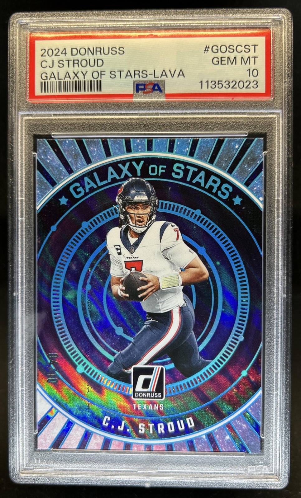 2024 Panini Donruss C.J. Stroud Galaxy of Stars Lava #/10 Texans PSA 10 GEM MINT view 1