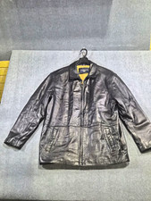 Dockers Men's L Black Leather Jacket Full Zip Spread Collar Lined Pockets Short