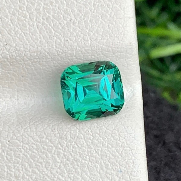 1.45 Carats Bluish Green Tourmaline Cushion Cut Natural Afghani Loose Gemstone