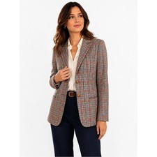 Lizsport Petite 2 Plaid Cotton Blazer Red Blue Tan Preppy Career Jacket Vintage