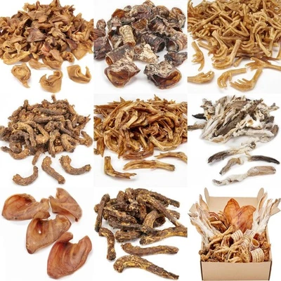 HUNGRY PETS Natural Dog Treats - Chicken Feet, Rabbit Ears, Trachea, Pig Ears, Chicken Neck
