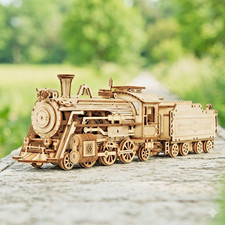Puzzle 3D en Bois Jouets Assemblage Kits de Construction Locomotive Jeux Créatif
