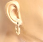 14k Yellow Gold pattern Oval Solid Hoop Huggie Earrings 1.6g — photo 6